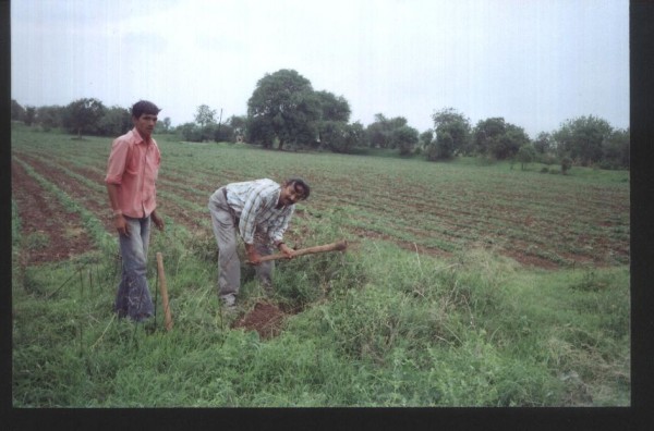 Ad. kishor soni started digging and have made place for trees.